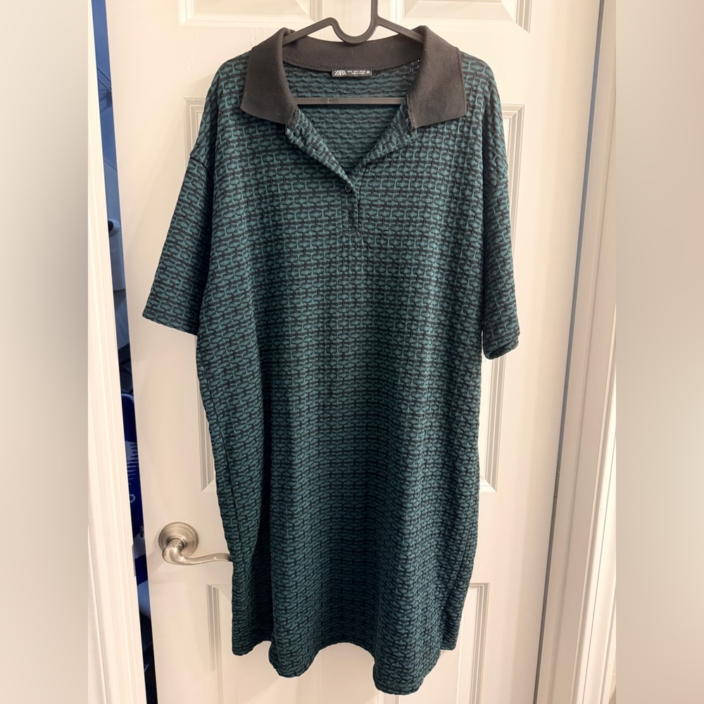 NWOT | Zara Teal and Black Knit Tshirt dress